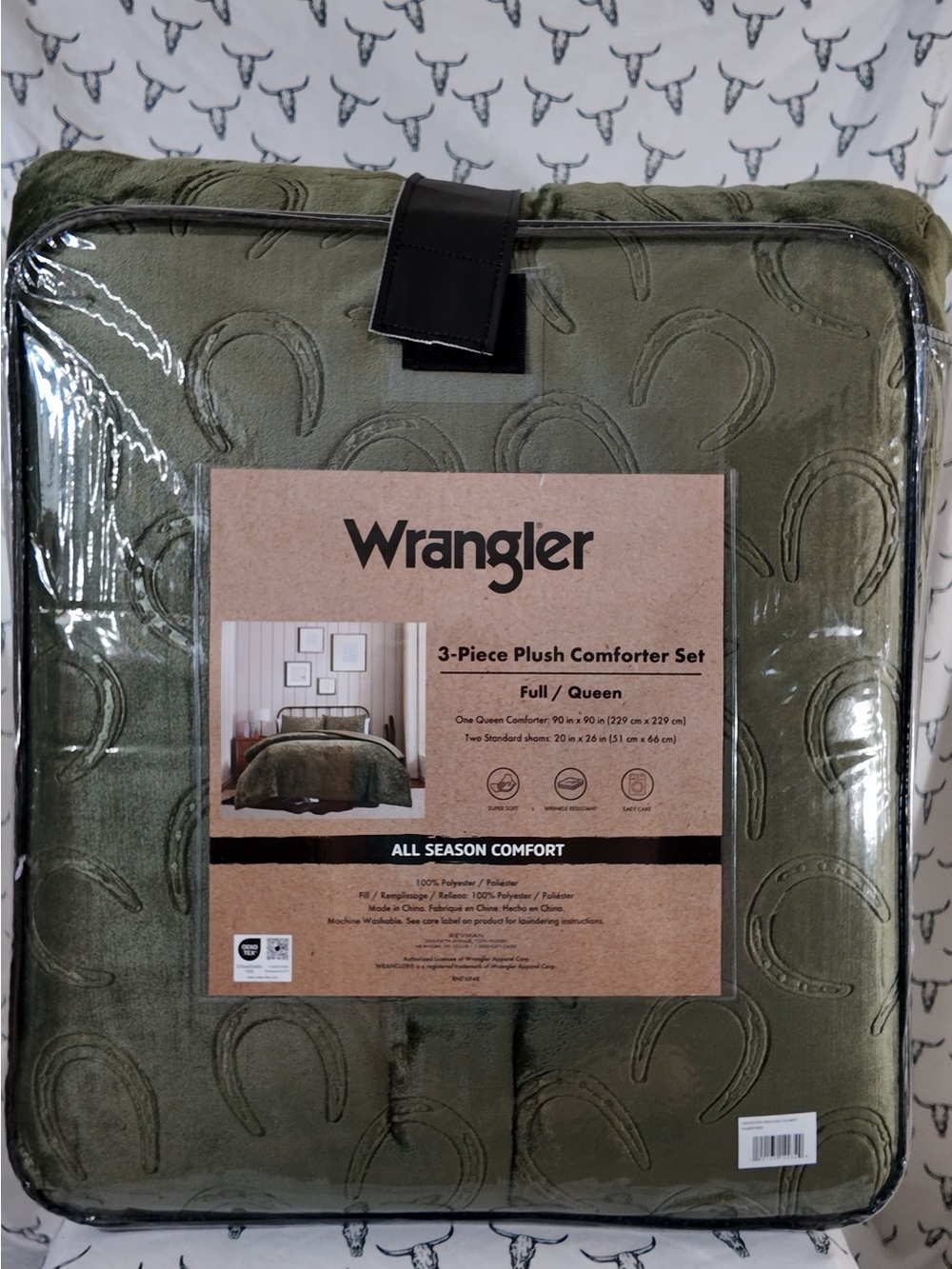 Wrangler Olive Green Plush Comforter Set - Full/Queen